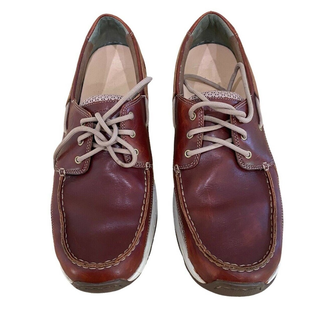 Dunham MCN410BR Captain Brown Leather Driving Moc Toe Boat Shoes Men's US 11B